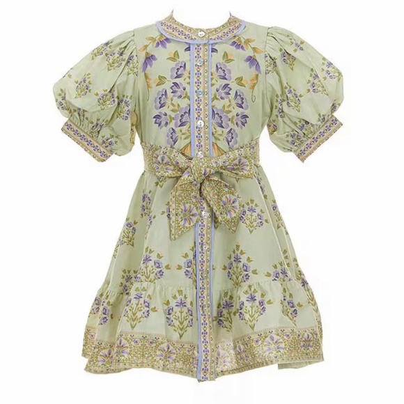 A Loves A Other - A Loves A Girls "Bubble Sleeve dress in Antique Jade" NWT